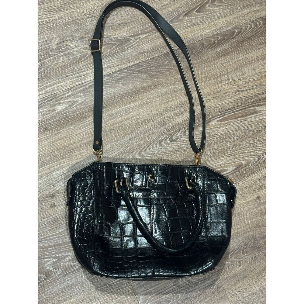 Ashwood black small croc embossed leather purse